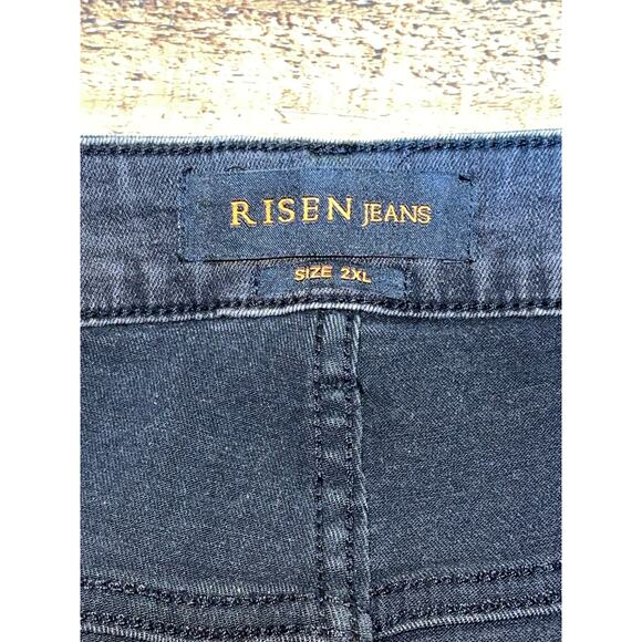 Womens Risen Black Distressed Stretchy Skinny Jeans Pockets Size 2X - Picture 5 of 11
